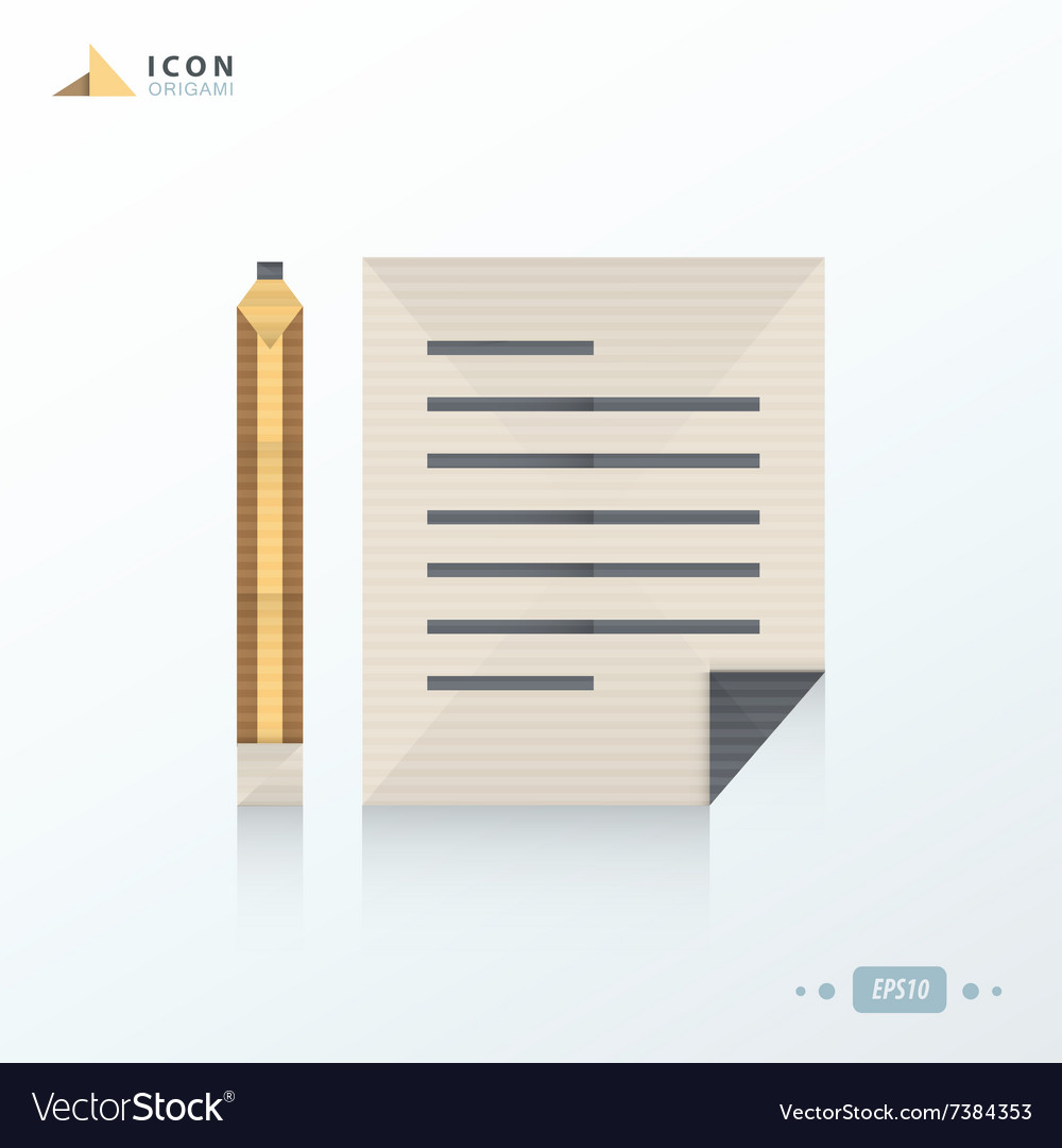 Notebook and pencil icon origami