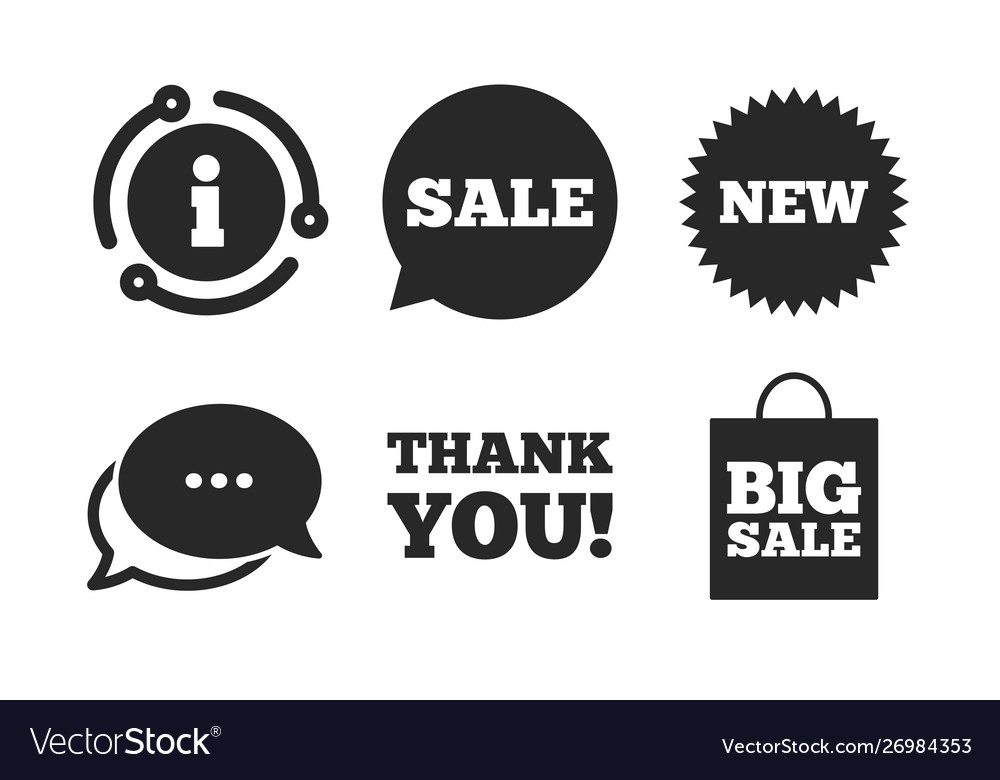 Sale speech bubble icon thank you symbol