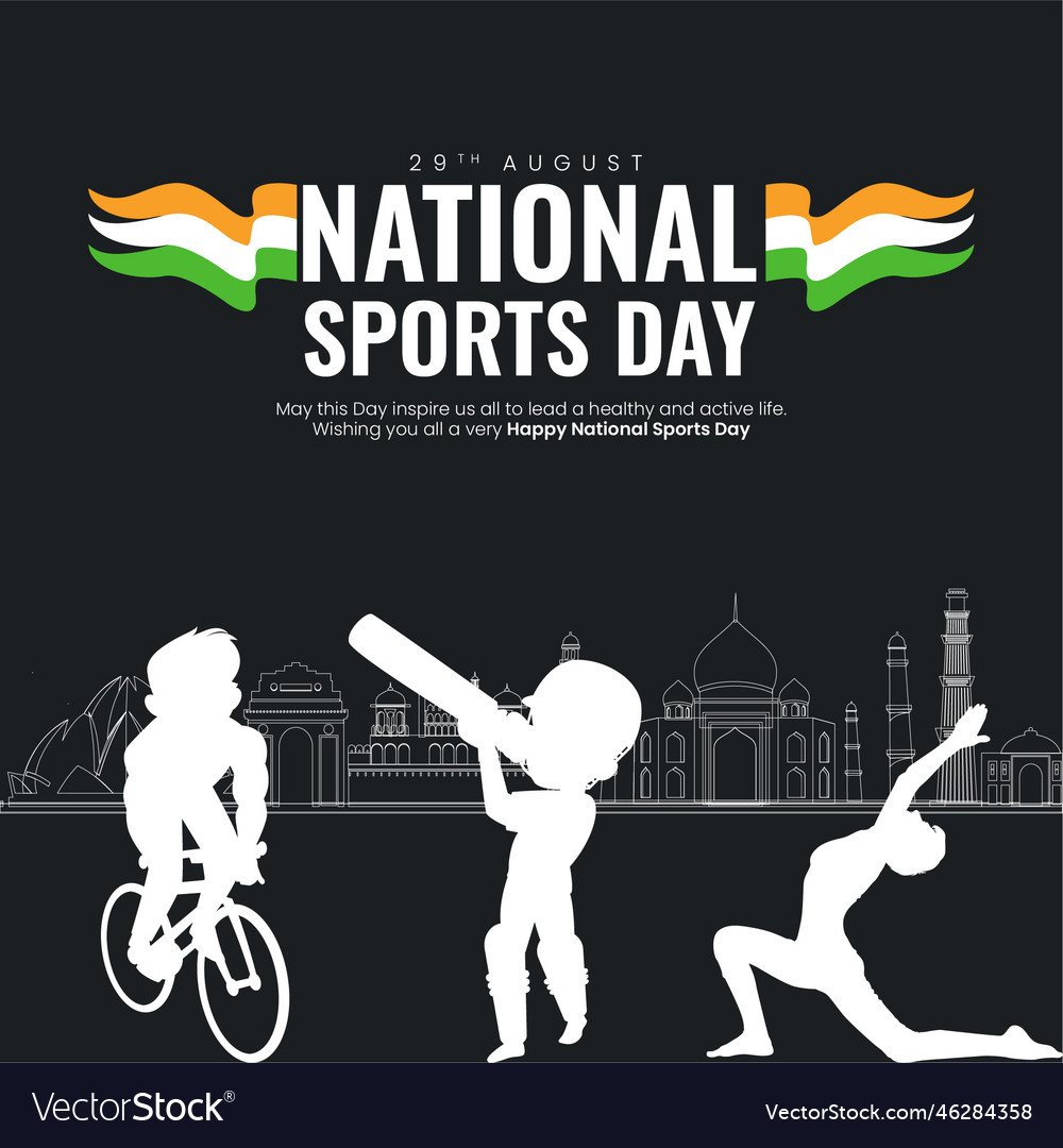 Banner Design Of Happy National Sports Day Vector Image