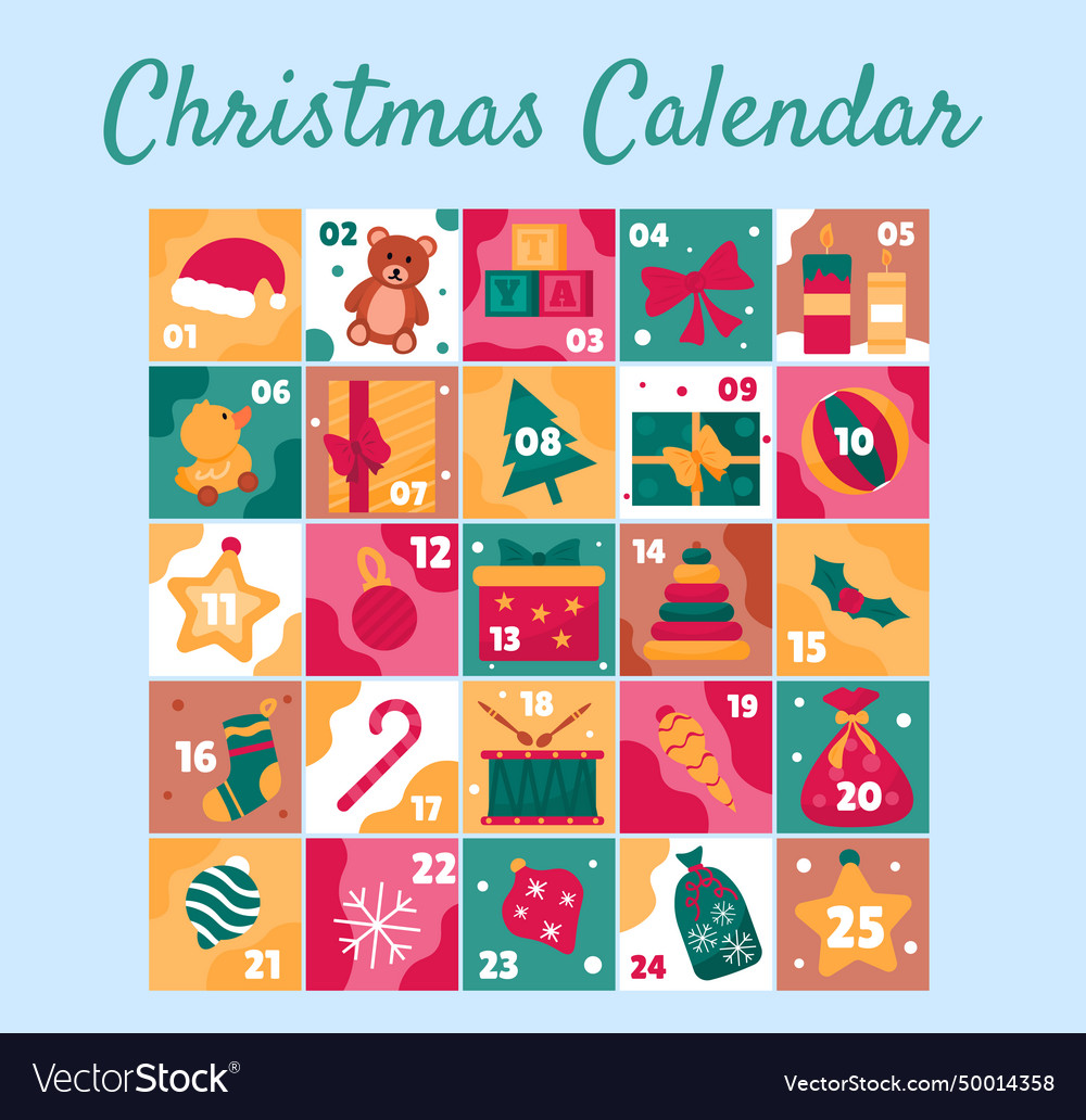 Christmas advent calendar concept Royalty Free Vector Image