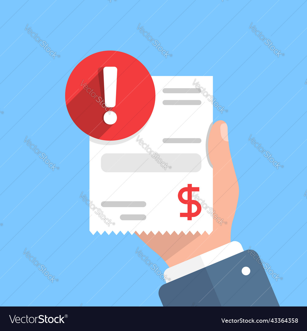 Fail payment in hand flat style declined money Vector Image