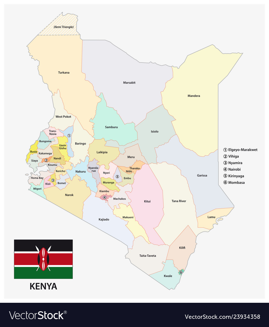 Political Map Of Kenya Kenya Administrative And Political Map Royalty Free Vector