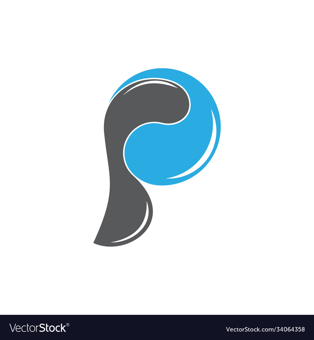 Letter p curves shine logo Royalty Free Vector Image