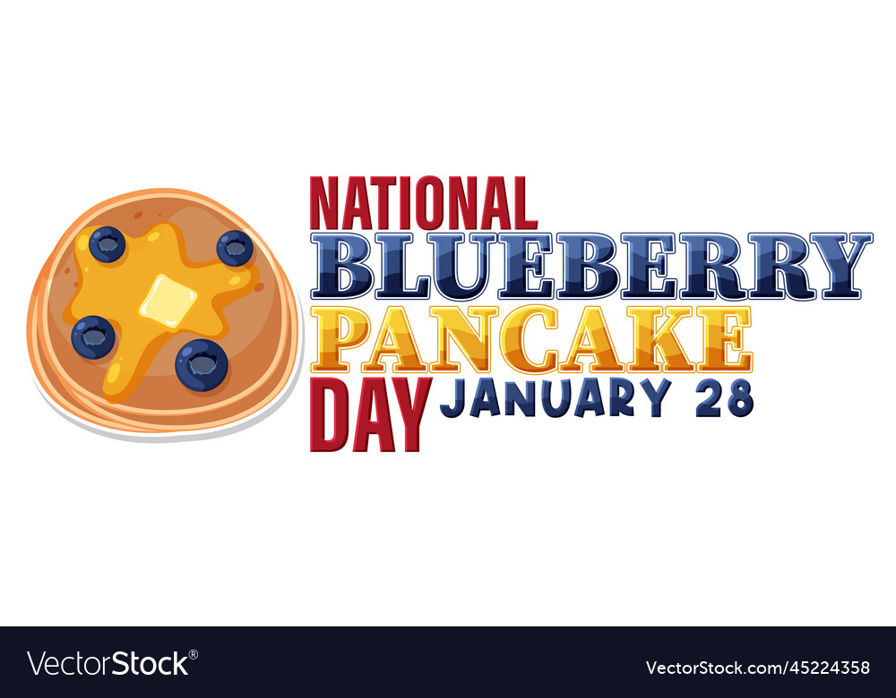 National blueberry pancake day banner Royalty Free Vector