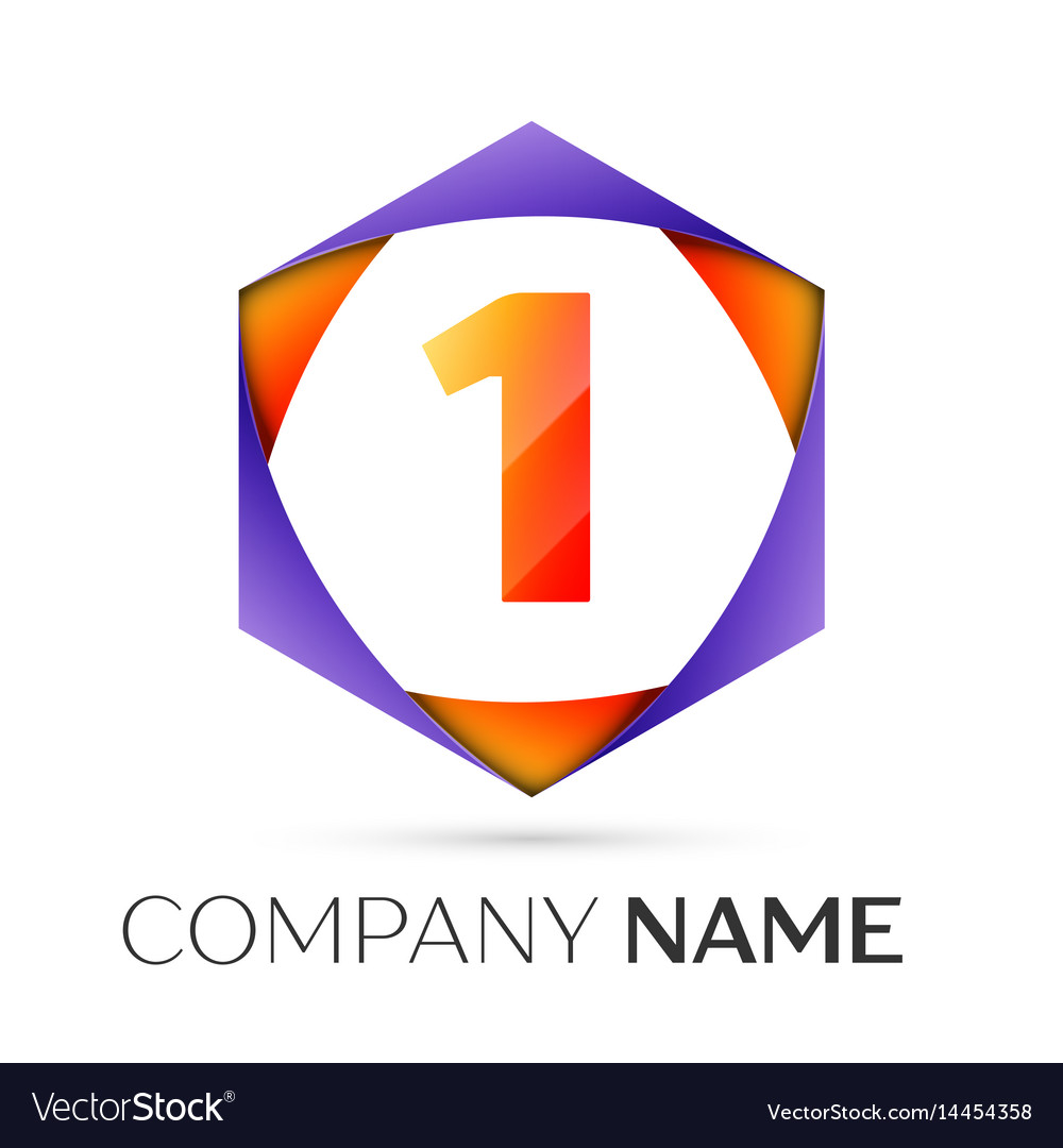 Number one logo symbol in the colorful hexagonal Vector Image