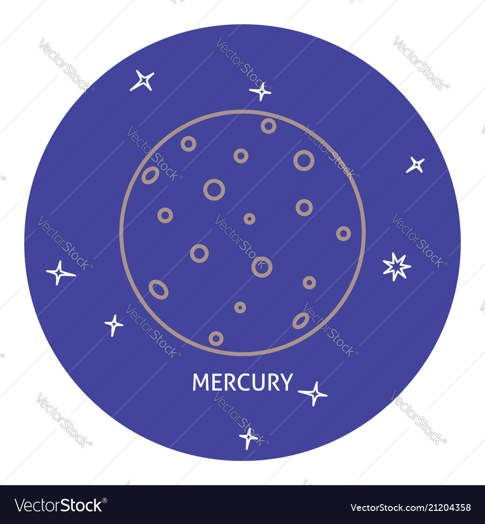 Planet mercury icon in thin line style