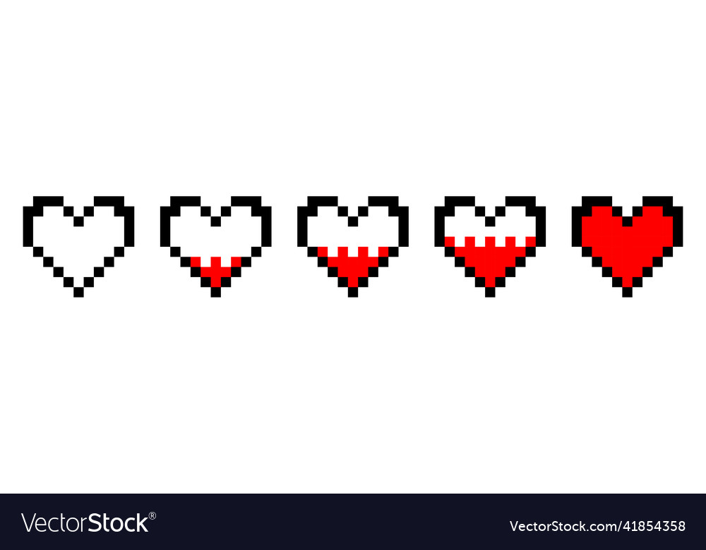 Red heart pixel for game design 8 bit style pixel Vector Image