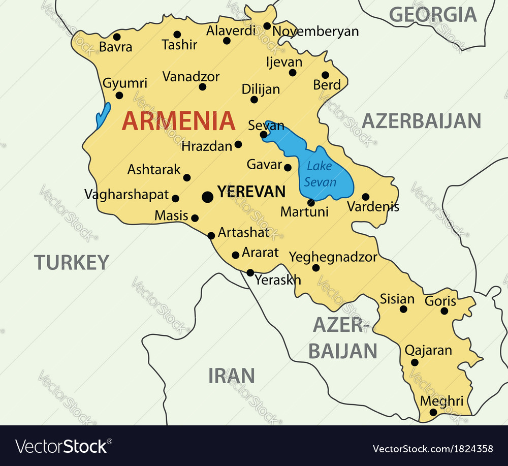 Where Is Armenia On A Map Republic Of Armenia - Map Royalty Free Vector Image