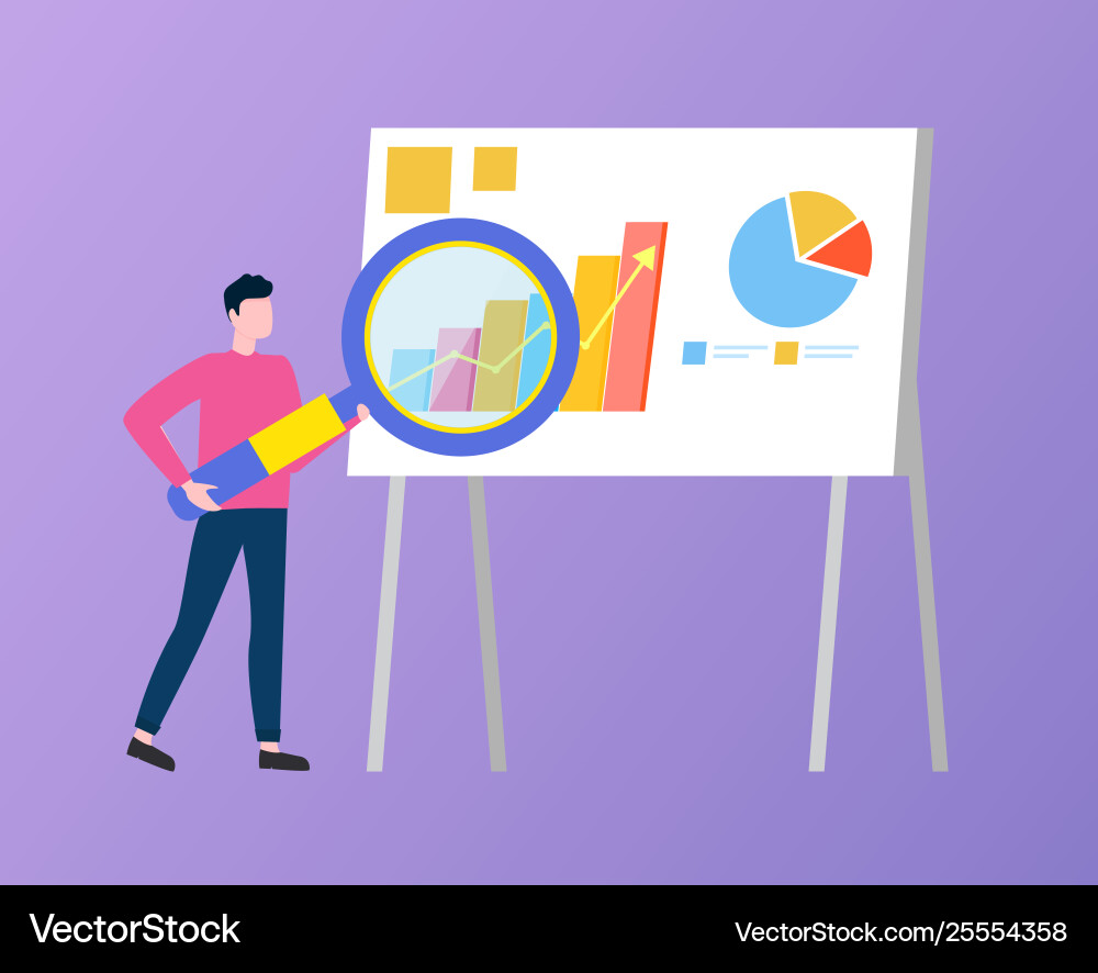 Statistics and infographics on board male Vector Image