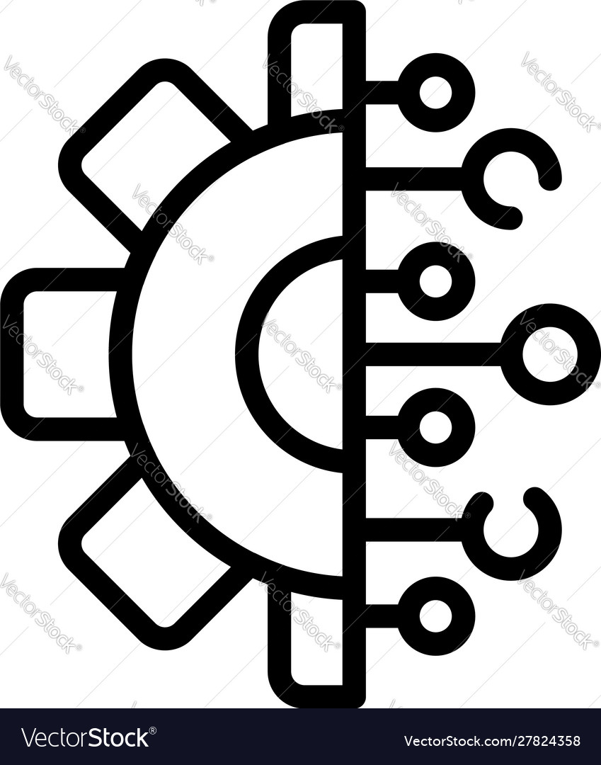 Web technology gear icon outline style Royalty Free Vector