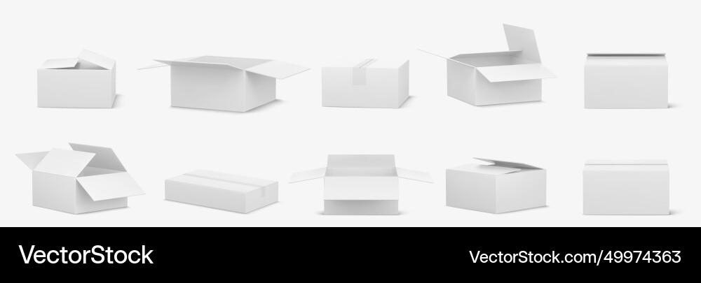 3d white carton paper box package mockup Vector Image