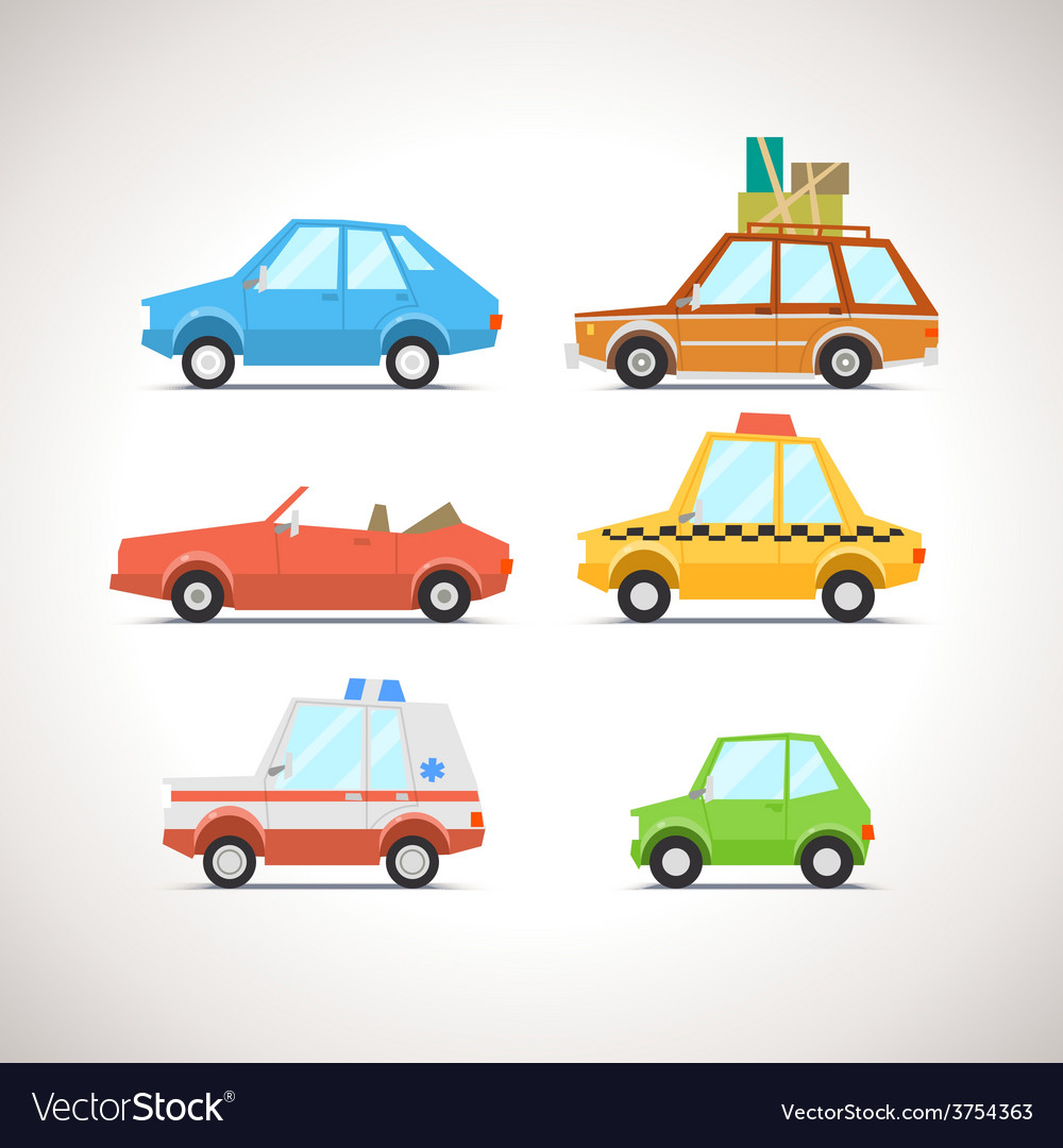 Car flat icon set 1 Royalty Free Vector Image - VectorStock