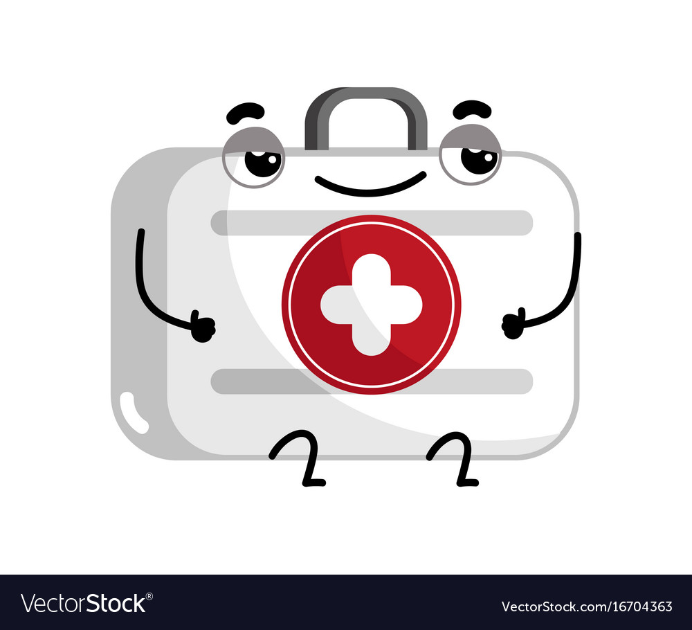 First aid kit cute cartoon character Royalty Free Vector