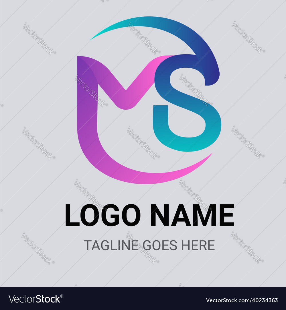 Gradient colored logo ms template flat design