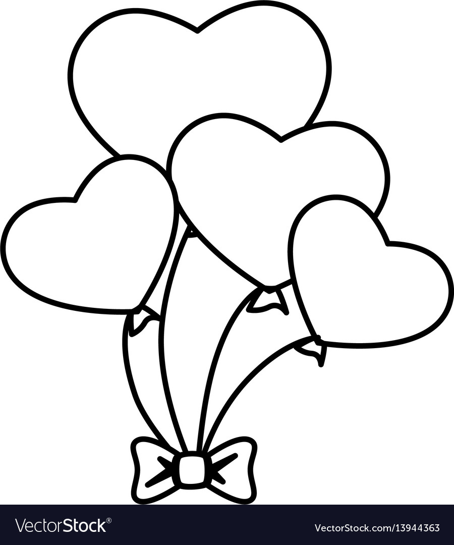 Hearts Balloons Air Icon Royalty Free Vector Image