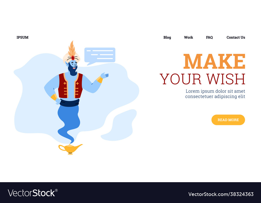 Make your wish - header web banner with genie