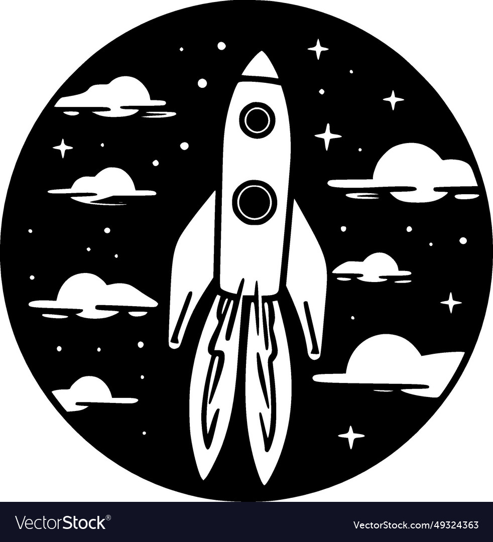 Rocket - black and white isolated icon