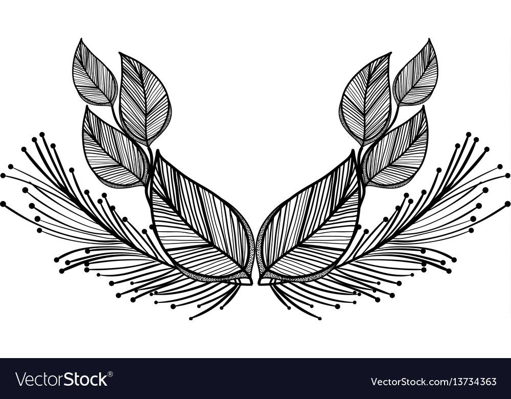 Rustic leaves with feathers decoration Royalty Free Vector