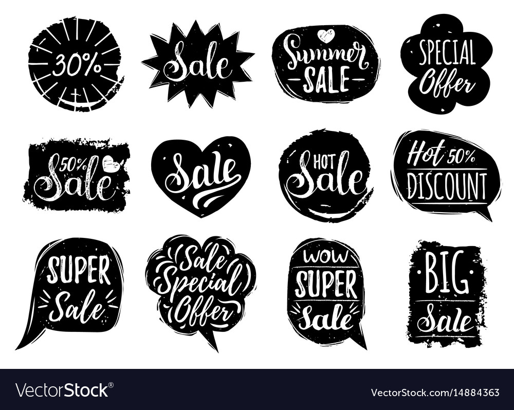 Set of sale lettering in comic speech