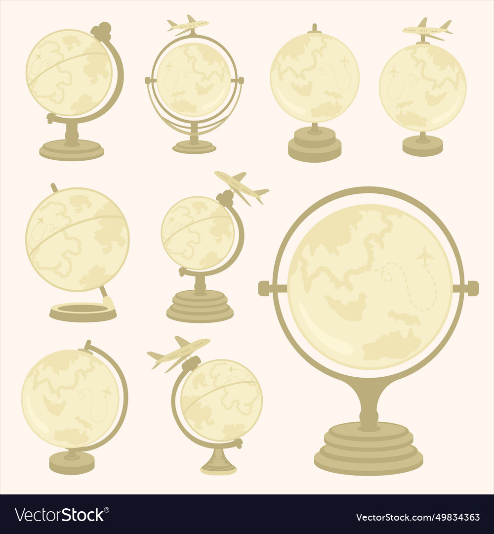 Set of travel globe Royalty Free Vector Image - VectorStock