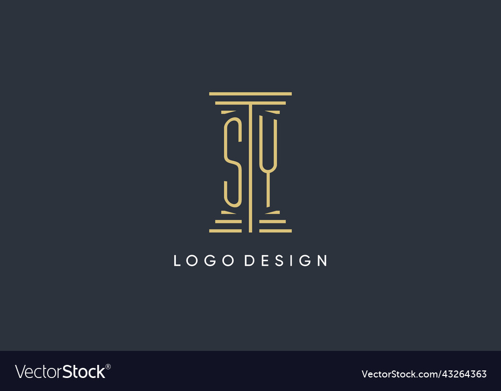 Sy initial monogram with pillar shape logo design