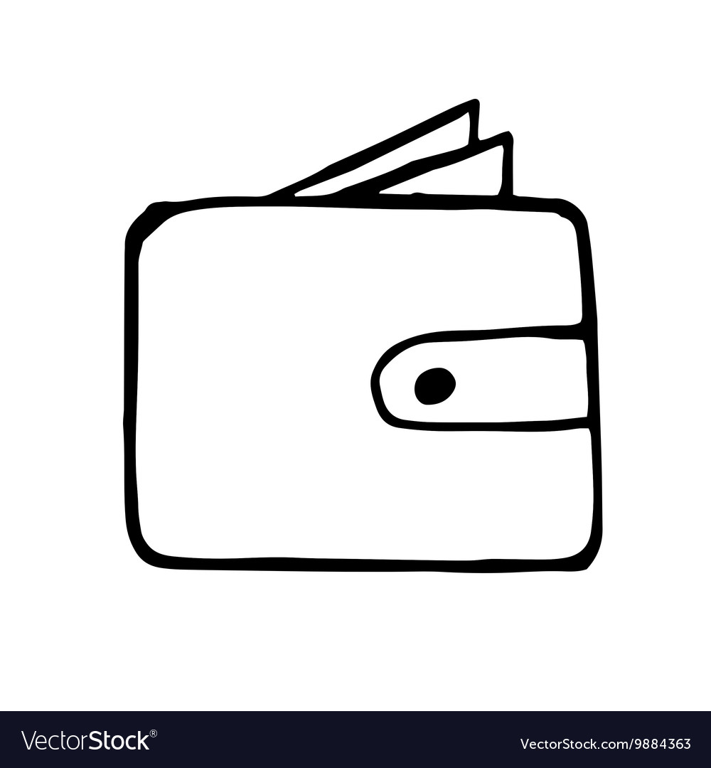 Wallet doodle drawing hand drawn Royalty Free Vector Image