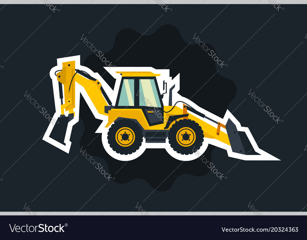 Yellow backhoe loader the object circled white Vector Image