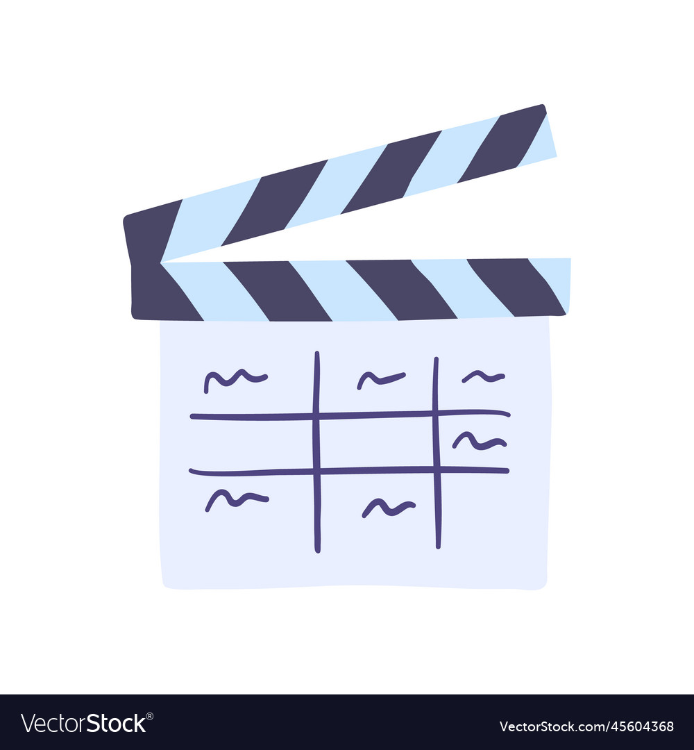 Cartoon color cinema clapper or clapperboard