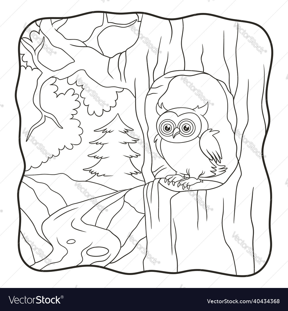 Cartoon owl is in front of his house book or page Vector Image Cartoon owl is in front of his house book or page Vector Image