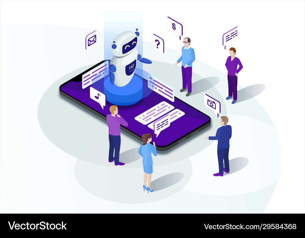 Chatbot isometric Royalty Free Vector Image - VectorStock