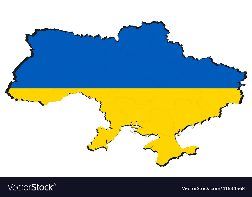 Flag of ukraine in the form of a map ukraine Vector Image