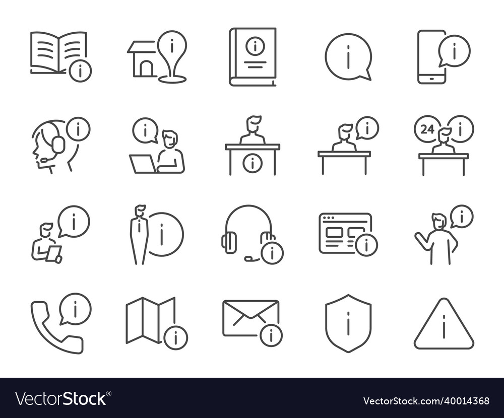 Information line icon set vector image Information line icon set