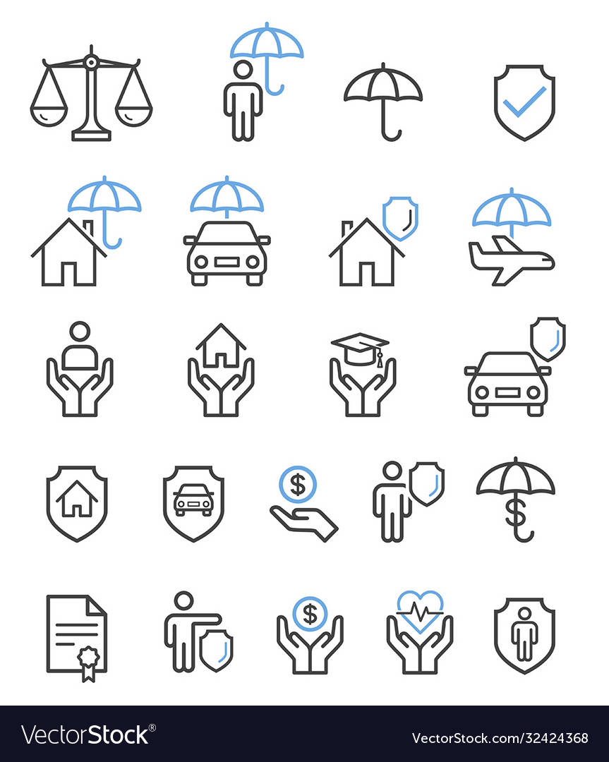 Insurance set line icons Royalty Free Vector Image