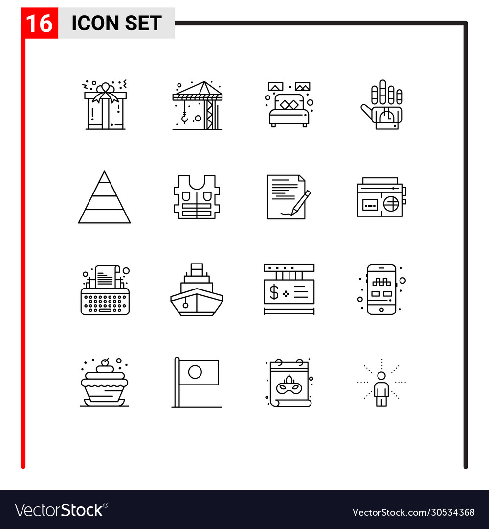 Modern set 16 outlines pictograph pyramid