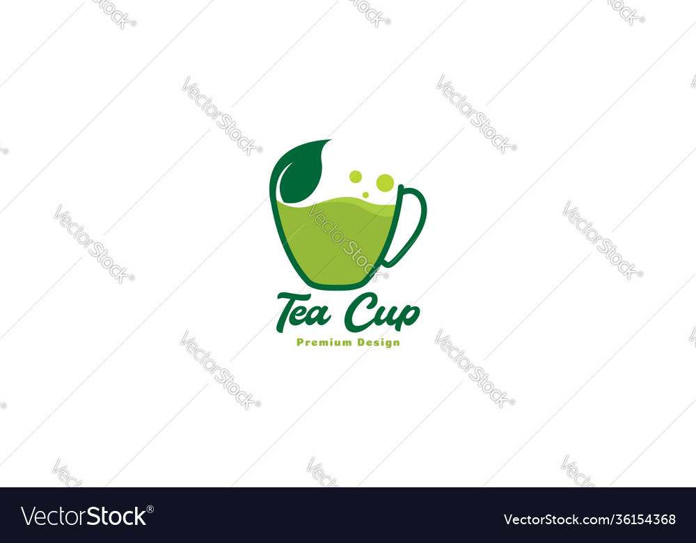 Tea cup abstract with leaf logo symbol icon Vector Image