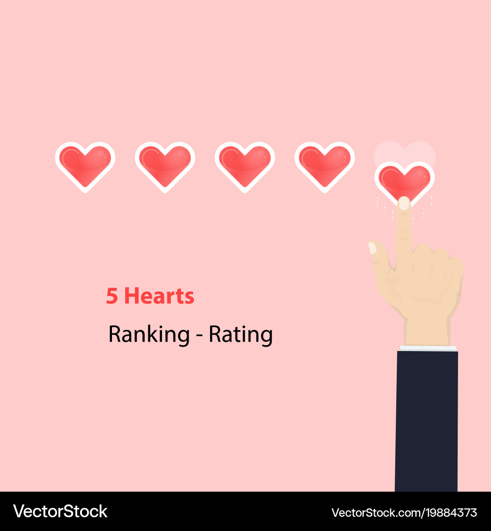 5 hearts rating or raking concept Royalty Free Vector Image