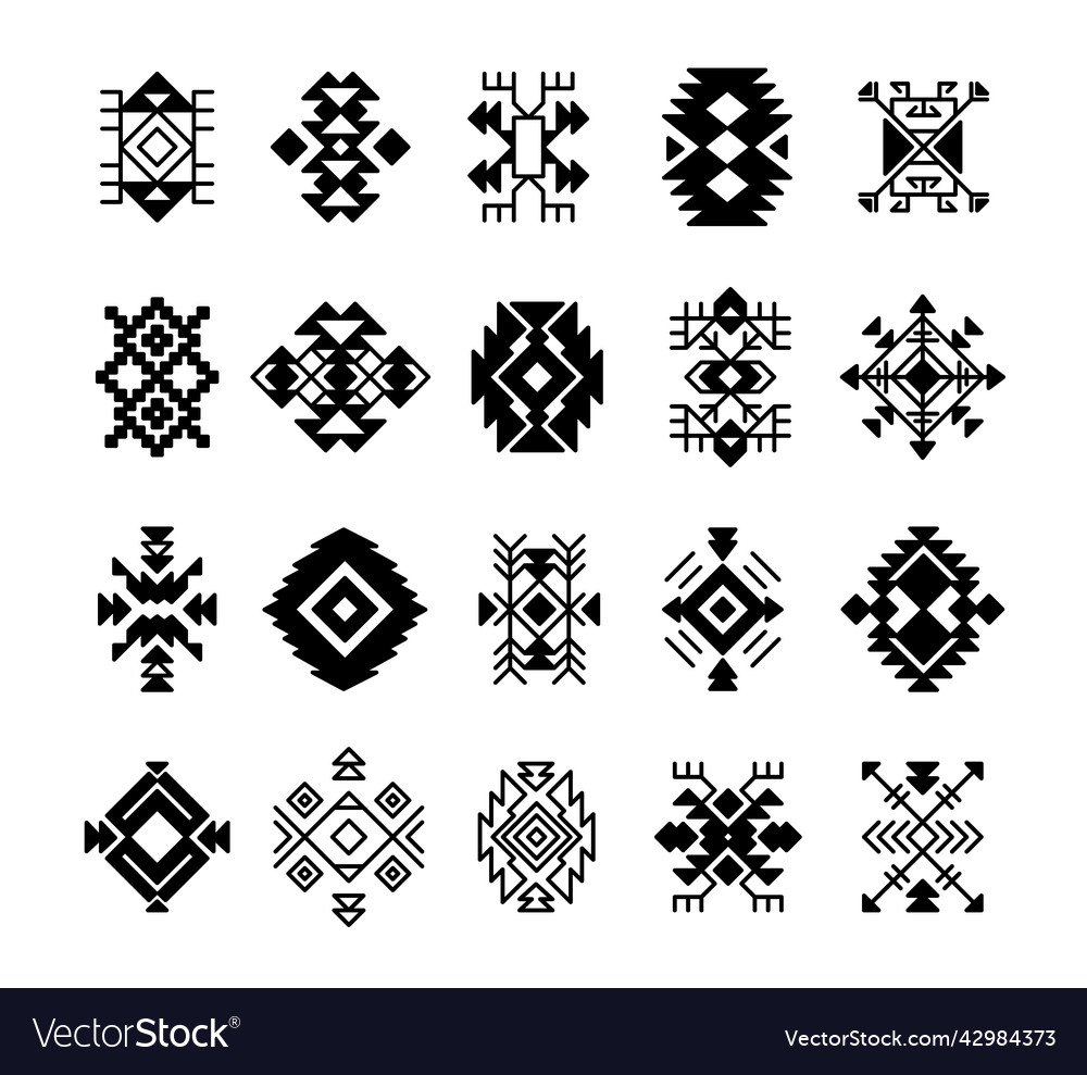 Aztec ethnic geometric motifs native american Vector Image