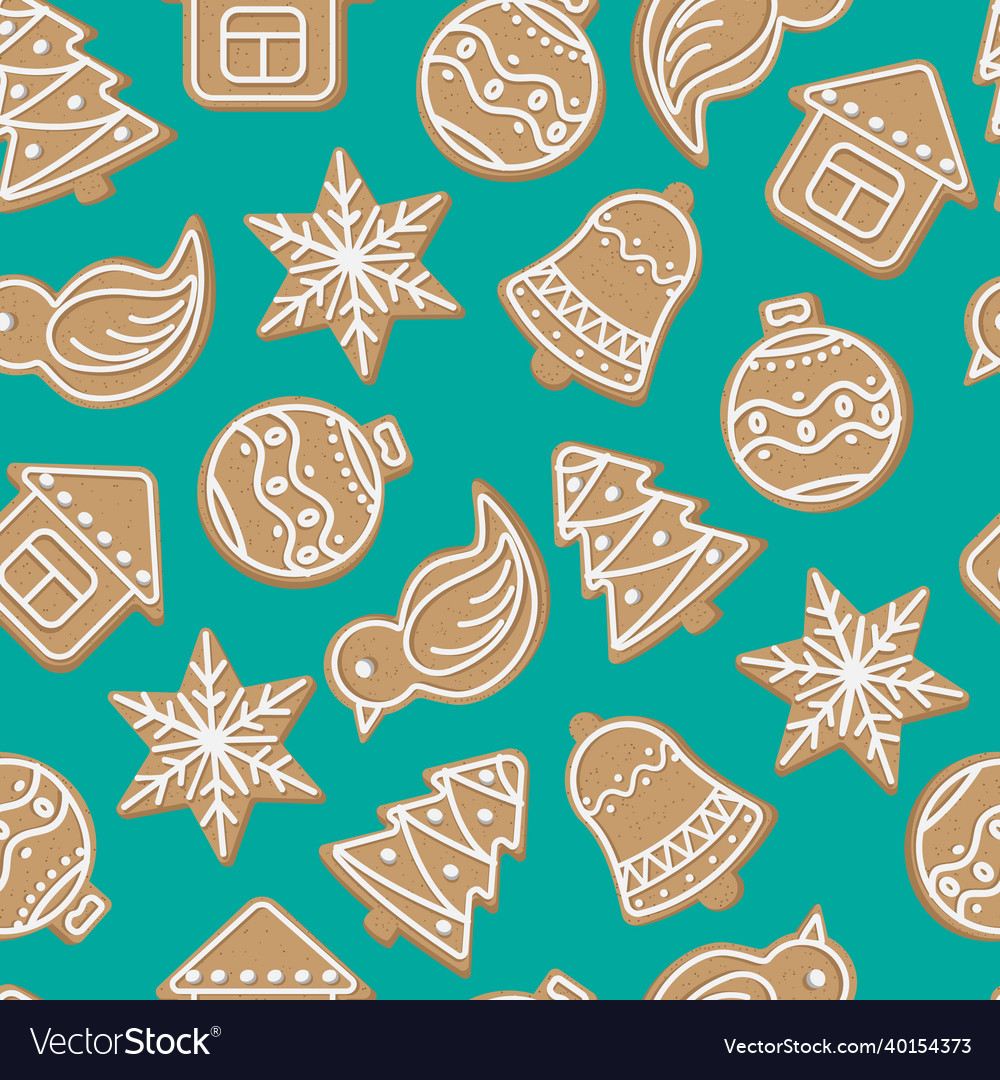 Cartoon christmas cookies pattern Royalty Free Vector Image