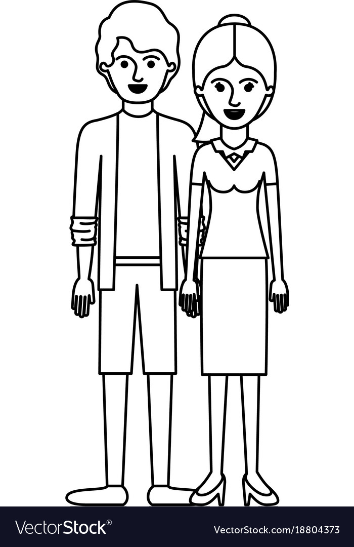 Couple monochrome silhouette and him with shirt Vector Image