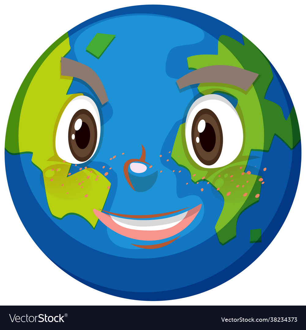 Earth cartoon character with happy face Royalty Free Vector