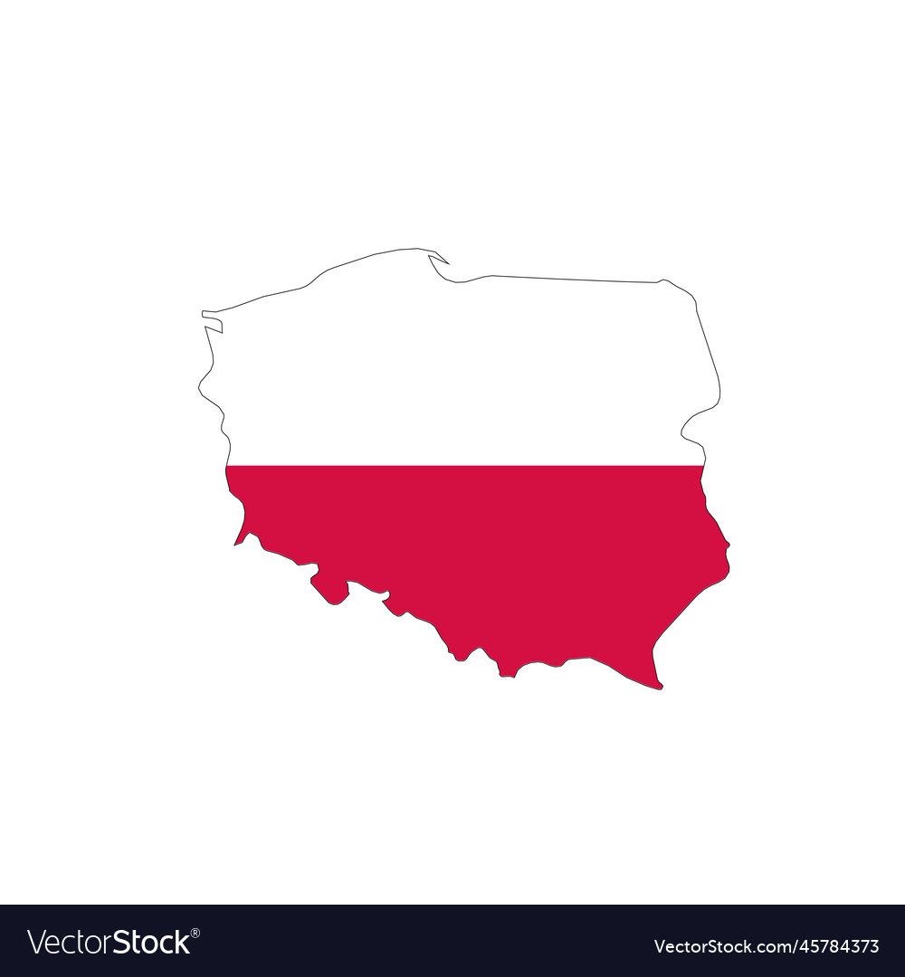 Poland national flag in a shape of country map Vector Image