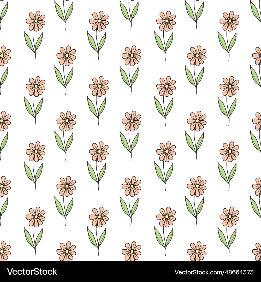 Seamless pattern flowers plants Royalty Free Vector Image