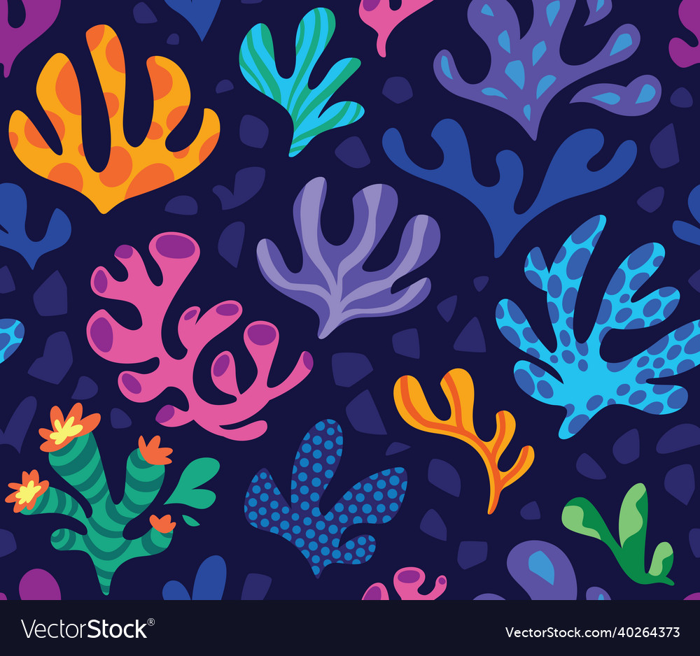 Seaweeds botanical seamless pattern vector image Seaweeds botanical seamless pattern