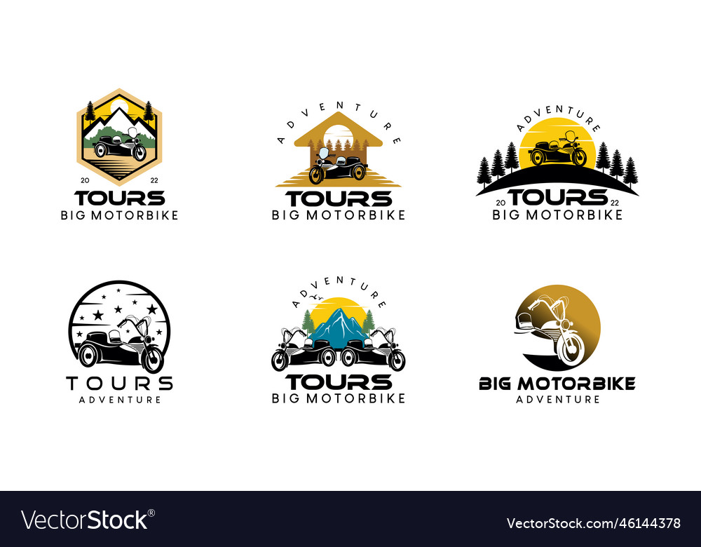 Big motorbike tour travel logo collection