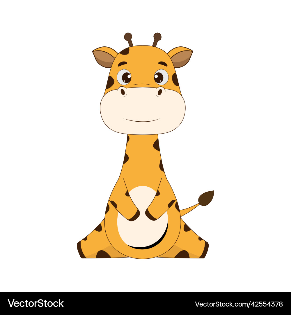Cartoon character giraffe on white background Vector Image