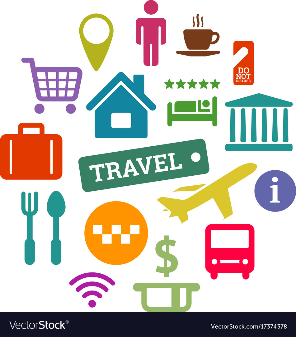 Flat travel related icons set