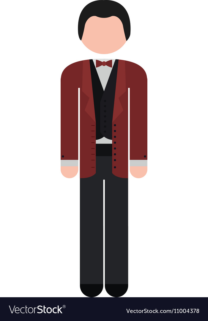 Full body man formal suit bowtie