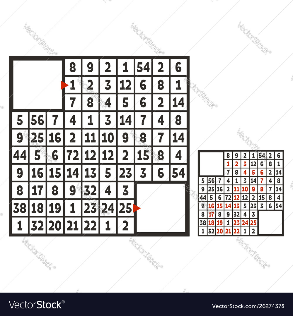 Mathematical square maze game for kids puzzle