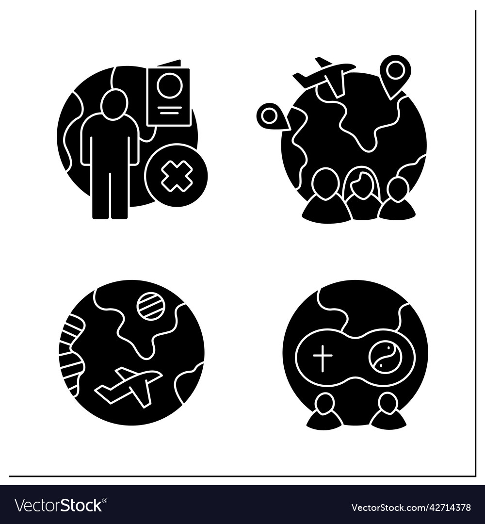 Migration glyph icons set