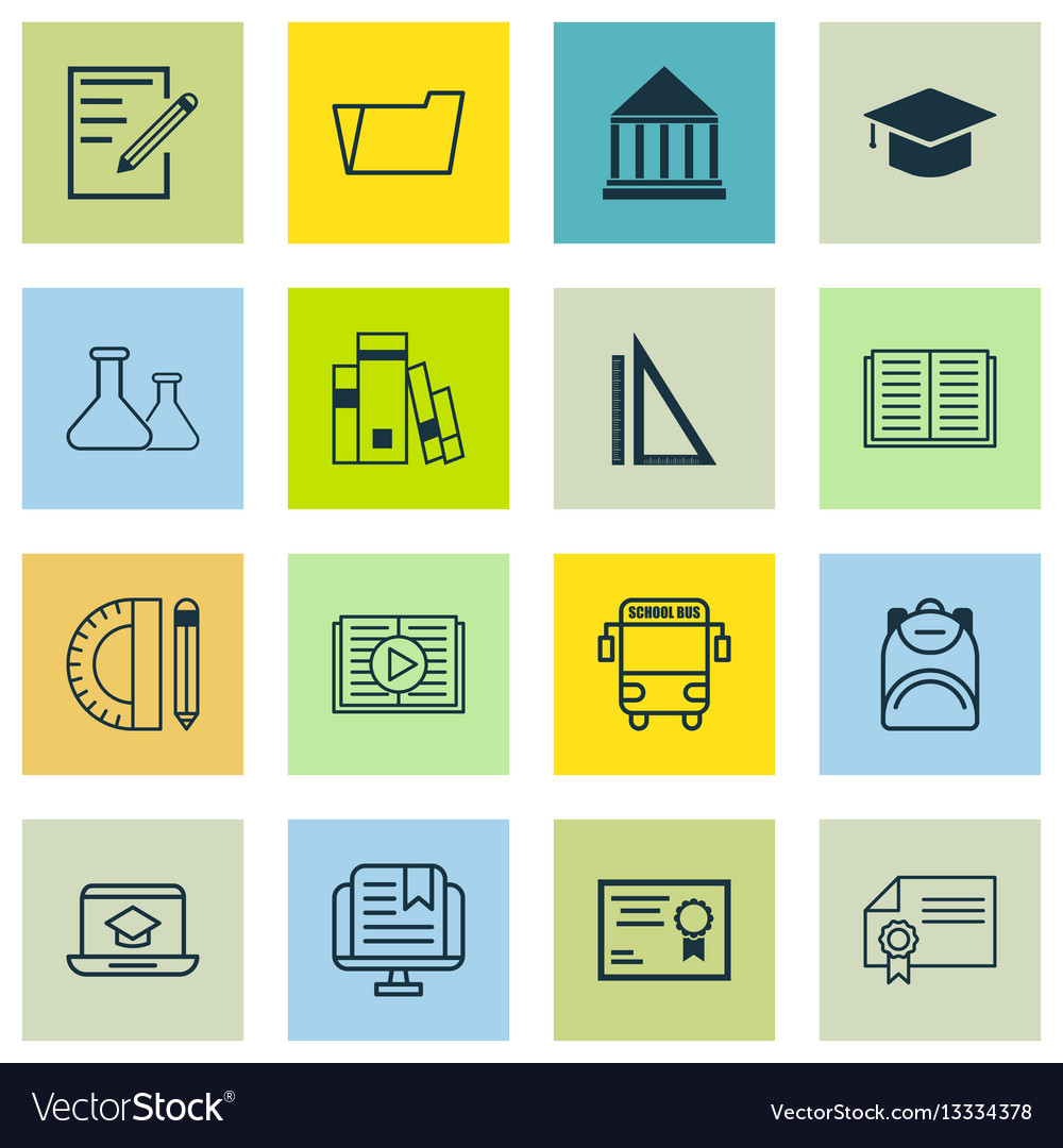 Set of 16 education icons includes e-study